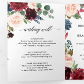 Burgundy Rood Navy Drie-delig Trouw Uitnodiging (Binnenzijde eerst)