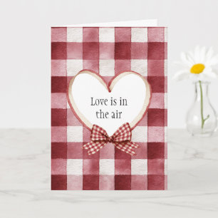 Burgundy Rood Witte Hart Lint Valentijnsdag Kaart