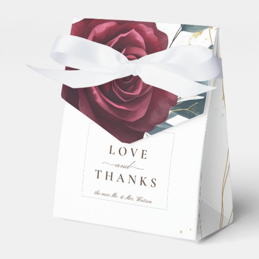 Burgundy Roos Bedankdoosjes (Voorkant Zijde)