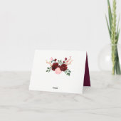 Burgundy Roos Blush Pink Baby shower Hartelijk dan Bedankkaart (Achterkant)