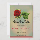 Burgundy roos boho floral Wedding Save the Date Kaart (Voorkant)