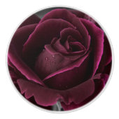 Burgundy Roos Ceramic Knob. Keramische Knop (Voorkant)