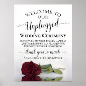 Burgundy Roos Chic Unplugged Wedding Ceremony Poster (Voorkant)
