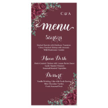 Burgundy Roos Eucalyptus Trouw Menu Kaart