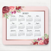 Burgundy Roos Floral Blush Pink 2023 Calendar Muismat (Voorkant)