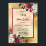 Burgundy roos floral faux goudfolie 21st Birthday Kaart<br><div class="desc">Burgundy roos floral faux gold foil 21st Birthday Party Invitation Sjablonen. Bourgogne, marsala, witte waterverf rozen, botanisch bloemige feminine ontwerp met donkergroene bladeren. Functie van een elegant handgeschreven typografisch ontwerp met een achtergrondfaux goudfolie. Op de achterzijde is een patroon van onechte goudfolie afgebeeld. Ideaal voor herfst of winter of elk...</div>