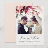 Burgundy Roos Floral Pampas Grass Foto Weddenschap Bedankkaart (Voorkant / Achterkant)