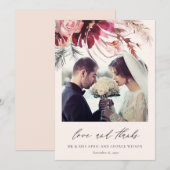 Burgundy Roos Floral Pampas Grass Foto Weddenschap Bedankkaart (Voorkant / Achterkant)