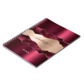 Burgundy roos gold agate marble name script notitieboek (Linkerzijde)