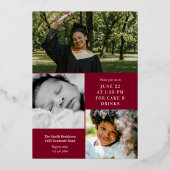 Burgundy Roos Gold Arch & Arrow Afstuderen Folie Uitnodiging (Achterkant)