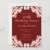 Burgundy Roos Gold Balloon 70e verjaardag Kaart (Voorkant)