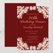 Burgundy Roos Gold Balloon 70e verjaardag Kaart (Voorkant / Achterkant)