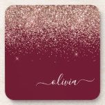 Burgundy Roos Gold Blush Pink Glitter Monogram Bier Onderzetter<br><div class="desc">Burgundy en Roos Gold Blush Pink Glitter Script Monogram Name Paper Onderzetters. Dit maakt het perfecte afstuderen,  de verjaardag,  de bruiloft,  het vrijgezellenfeest,  de verjaardag,  het baby shower of het bachelorette feest cadeau voor iemand die van glam luxe en chic stijlen houdt.</div>