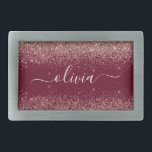 Burgundy Roos Gold Blush Pink Glitter Monogram Gesp<br><div class="desc">Bourgogne en Roos Gold - Blush Pink Sparkle Glitter Script Monogram Name Belt Buckle. Dit maakt het perfecte afstuderen, zoete 16 16, 18, 21, 30, 40, 50, 60, 70, 80, 90, 100 jaar, bruiloft, vrijgezellenfeest, verjaardagsfeest, baby shower of bachelorette cadeau voor iemand die van glam luxe en stijlvolle stijl houdt....</div>