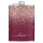 Burgundy Roos Gold Blush Pink Glitter Monogram Heupfles (Voorkant)
