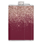 Burgundy Roos Gold Blush Pink Glitter Monogram Heupfles (Achterkant)