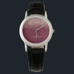 Burgundy Roos Gold Blush Pink Glitter Monogram Horloge<br><div class="desc">Bourgogne en Roos Gold - Blush Pink Sparkle Glitter Script Monogram Name Watch. Dit maakt het perfecte afstuderen,  de verjaardag,  de bruiloft,  het vrijgezellenfeest,  de verjaardag,  het baby shower of het bachelorette feest cadeau voor iemand die van glam luxe en chic stijlen houdt.</div>