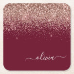 Burgundy Roos Gold Blush Pink Glitter Monogram Kartonnen Onderzetters<br><div class="desc">Bourgogne en Roos Gold - Blush Pink Sparkle Glitter Script Monogram Name Paper Onderzetters. Dit maakt het perfecte afstuderen,  de verjaardag,  de bruiloft,  het vrijgezellenfeest,  de verjaardag,  het baby shower of het bachelorette feest cadeau voor iemand die van glam luxe en chic stijlen houdt.</div>