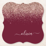 Burgundy Roos Gold Blush Pink Glitter Monogram Kartonnen Onderzetters<br><div class="desc">Bourgogne en Roos Gold - Blush Pink Sparkle Glitter Script Monogram Name Paper Onderzetters. Dit maakt het perfecte afstuderen,  de verjaardag,  de bruiloft,  het vrijgezellenfeest,  de verjaardag,  het baby shower of het bachelorette feest cadeau voor iemand die van glam luxe en chic stijlen houdt.</div>