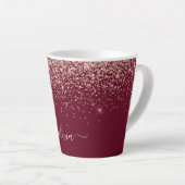 Burgundy Roos Gold Blush Pink Glitter Monogram Latte Mok (Rechterhoek)