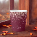 Burgundy Roos Gold Blush Pink Glitter Monogram Latte Mok<br><div class="desc">Bourgondië en Roos Gold - Blush Pink Sparkle Glitter Script Monogram Naam Latte Coffee Cup Mok. Dit maakt de perfecte lieve 16 verjaardags-,  bruiloft-,  vrijgezellenfeest-,  jubileum-,  baby shower- of vrijgezellenfeestcadeau voor iemand die van glamluxe en chique stijlen houdt.</div>