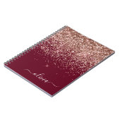 Burgundy Roos Gold Blush Pink Glitter Monogram Notitieboek (Linkerzijde)