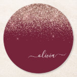 Burgundy Roos Gold Blush Pink Glitter Monogram Ronde Kartonnen Onderzetter<br><div class="desc">Bourgogne en Roos Gold - Blush Pink Sparkle Glitter Script Monogram Name Paper Onderzetters. Dit maakt het perfecte afstuderen,  de verjaardag,  de bruiloft,  het vrijgezellenfeest,  de verjaardag,  het baby shower of het bachelorette feest cadeau voor iemand die van glam luxe en chic stijlen houdt.</div>