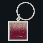 Burgundy Roos Gold Blush Pink Glitter Monogram Sleutelhanger<br><div class="desc">Roos Gold - Blush roze en Burgundy Sparkle Glitter Script Monogram Name Keychains (Sleutelhanger). Dit maakt de perfecte liefhebbende 16 verjaardag,  bruiloft,  vrijgezellenfeest,  verjaardagsdag,  baby shower of vrijgezellenfeest voor iemand die van luxe glam en stijl houdt.</div>