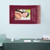 Burgundy Roos Gold Blush Pink Glitter Monogram Spandoek (Beurs)