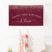 Burgundy Roos Gold Blush Pink Glitter Monogram Spandoek (Insitu)