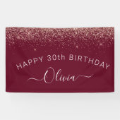 Burgundy Roos Gold Blush Pink Glitter Monogram Spandoek (Horizontaal)