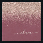 Burgundy Roos Gold Blush Pink Glitter Monogram Stenen Onderzetter<br><div class="desc">Bourgogne en Roos Gold - Blush Pink Sparkle Glitter Script Monogram Name Stone Tile. Dit maakt het perfecte afstuderen,  zoete 16 verjaardag,  bruiloft,  vrijgezellenfeest,  verjaardagsdag,  baby shower of vrijgezellenfeest voor iemand die van luxe en chic stijlen houdt.</div>