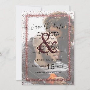 Burgundy Roos Gold Confetti Foto Weddenschap Save The Date