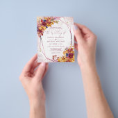 Burgundy Roos Gold Fall Wedding Invitation Flyer (Hand)
