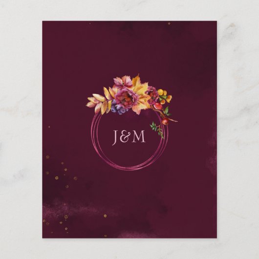Burgundy Roos Gold Fall Wedding Invitation Flyer (Achterkant)
