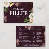 Burgundy Roos Gold Filler Aftercare Visitekaartje (Voorkant / Achterkant)