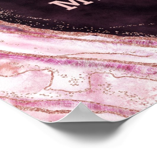 Burgundy & Roos Gold Geode Agate Guestbook Poster (Hoek)