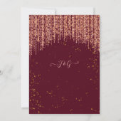 Burgundy Roos Gold Glitter Confetti Wedding Invite Kaart (Achterkant)