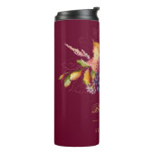 Burgundy Roos Gold Herfst Bouquet Floral Bridesmai Thermosbeker (Gedraaid links)