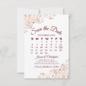 Burgundy & Roos Gold Lace Elegant Wedding Calendar Save The Date (Voorkant)
