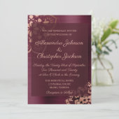 Burgundy & Roos Gold Mandala Wedding Uitnodiging (Staand voorkant)