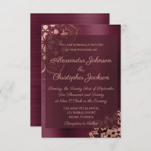 Burgundy & Roos Gold Mandala Wedding Uitnodiging