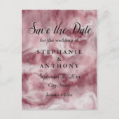 Burgundy, Roos Gold Marble Wedding Save the Date Uitnodiging Briefkaart (Voorkant)