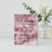 Burgundy, Roos Gold Marble Wedding Save the Date Uitnodiging Briefkaart (Staand voorkant)