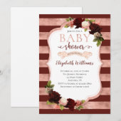 Burgundy Roos Gold Marsala Baby shower Kaart (Voorkant / Achterkant)