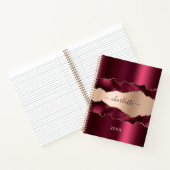 Burgundy roos gold metal agate marble name script notitieboek (Binnen)