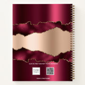 Burgundy roos gold metal agate marble name script notitieboek (Achterkant)
