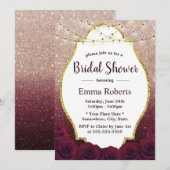 Burgundy & Roos Gold Ombre Glitter Vrijgezellenfee Kaart (Voorkant / Achterkant)