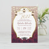 Burgundy Roos Gold Ombre Lantern Afstuderen Kaart (Staand voorkant)