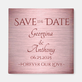 Burgundy Roos Gold Save the Date Custom Wedding Magneet